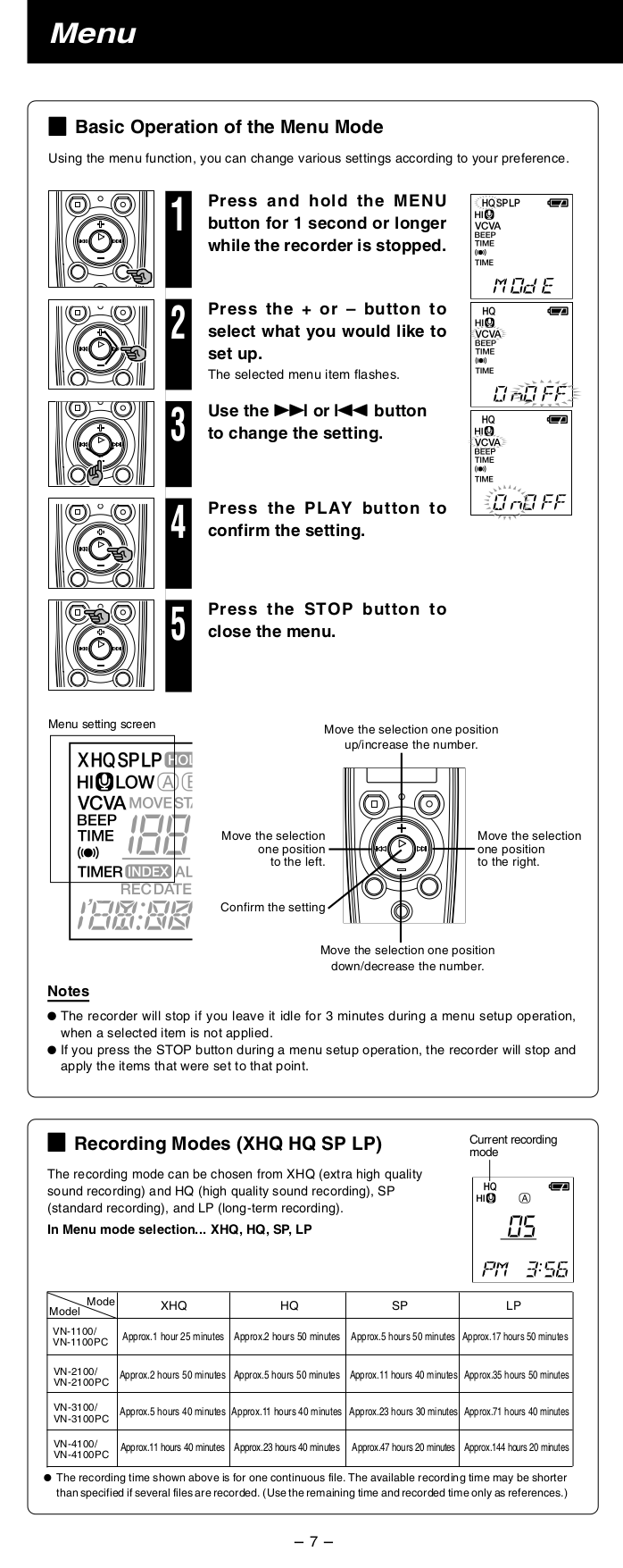 PDF manual for Olympus Voice Recorder VN120