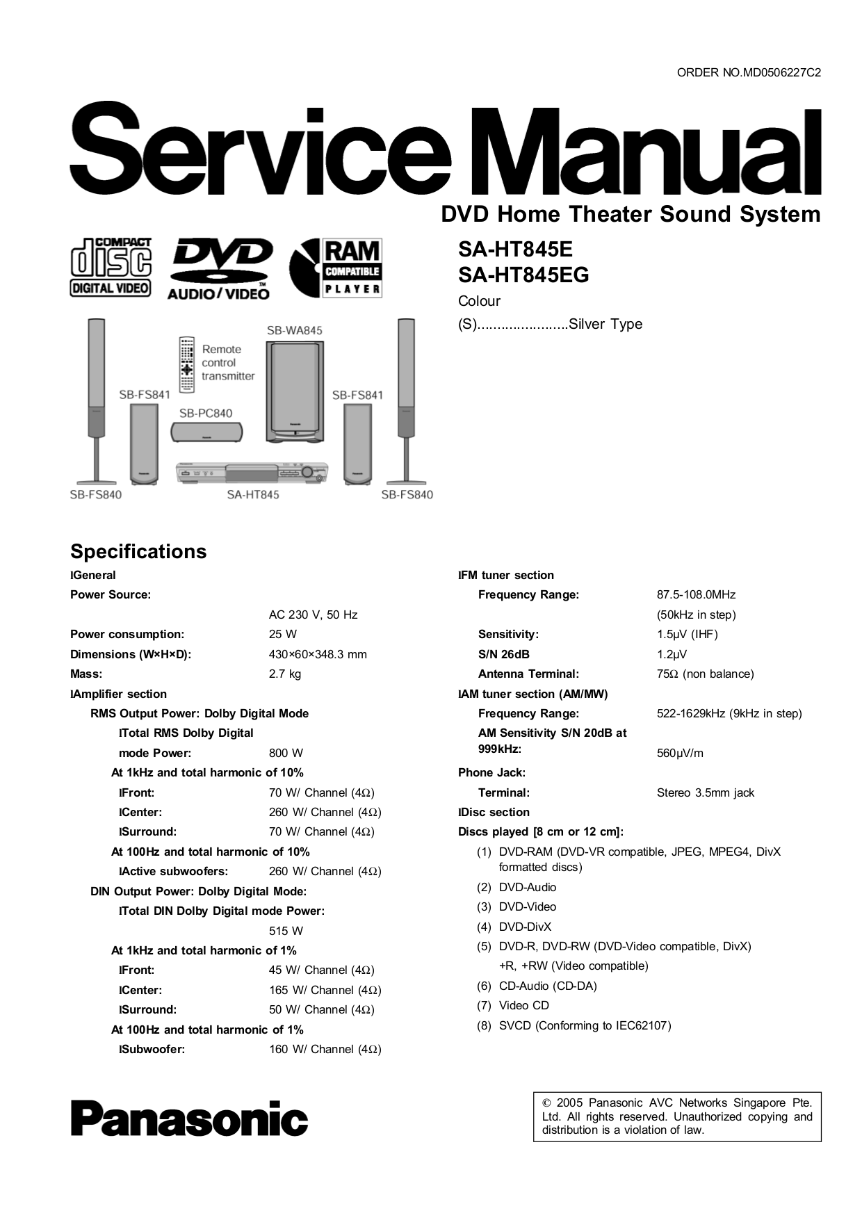 PDF manual for Panasonic DVD Players DVDH2000