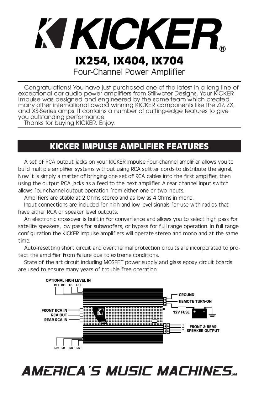 Download free pdf for Kicker Impulse IX404 Car Amplifier manual