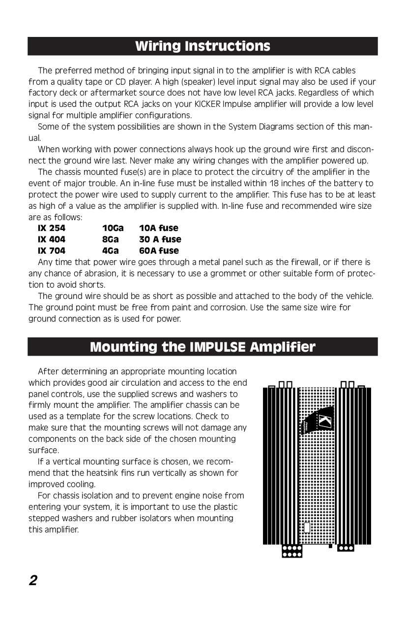 PDF manual for Kicker Car Amplifier Impulse IX404