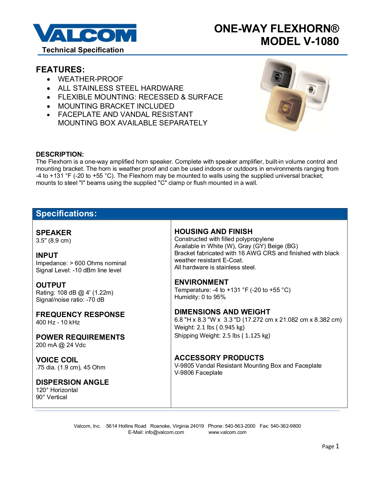 Download free pdf for V1080 Speaker manual
