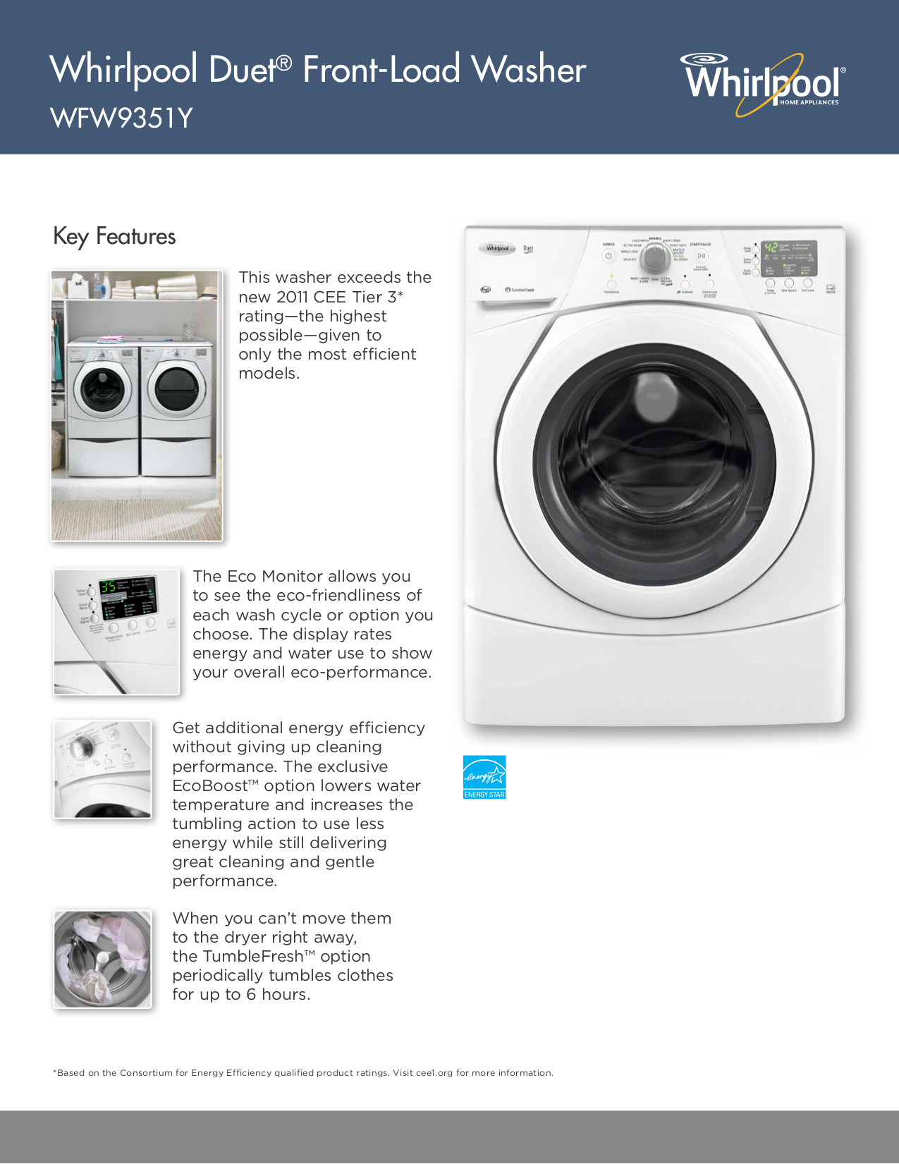 Download free pdf for Whirlpool WFW9351Y Washer manual