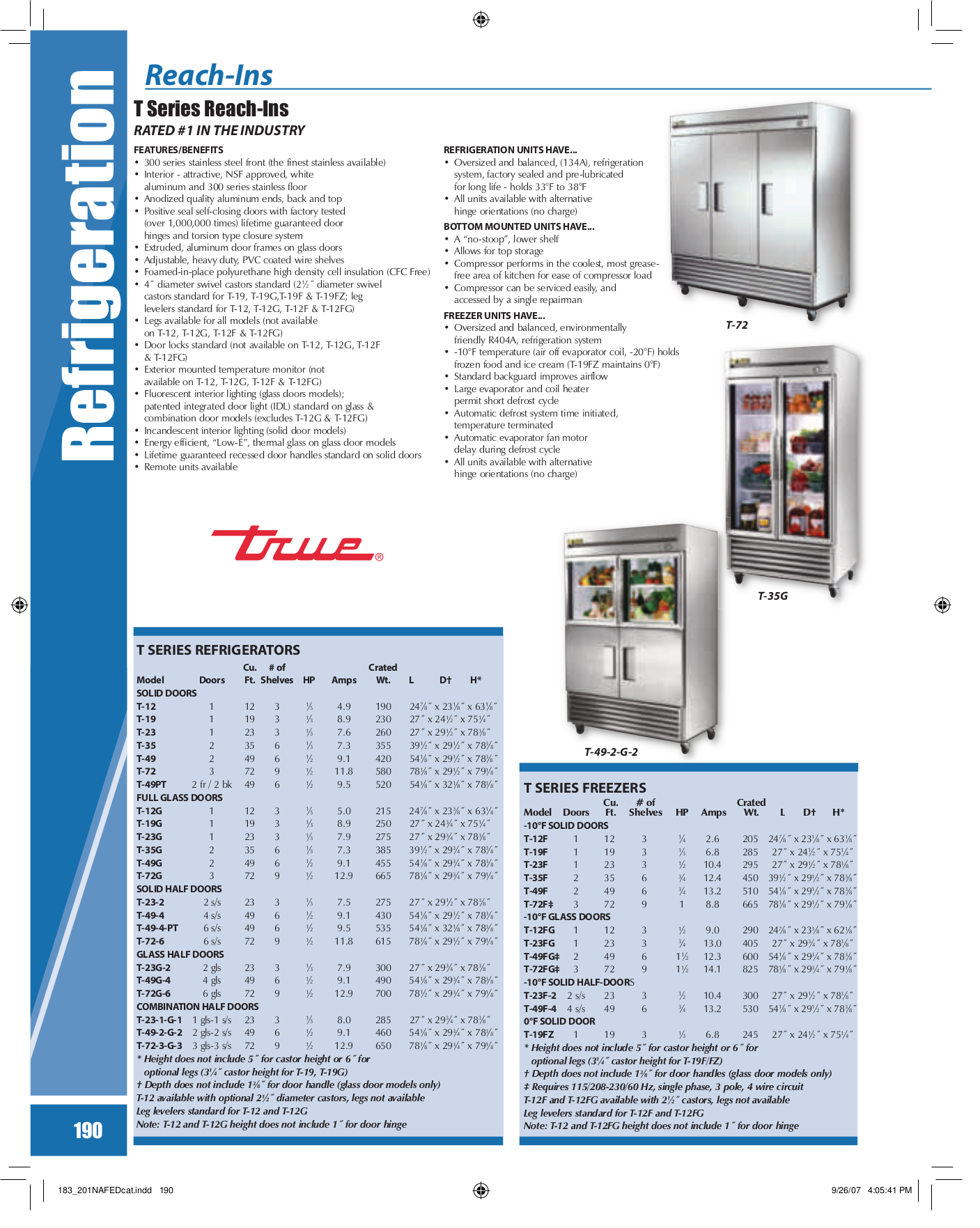 pdf for True Refrigerator TG1R-1HG-1HS manual