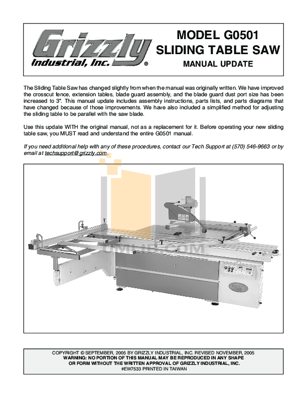 Download free pdf for Grizzly G0501 Table Saw Other manual