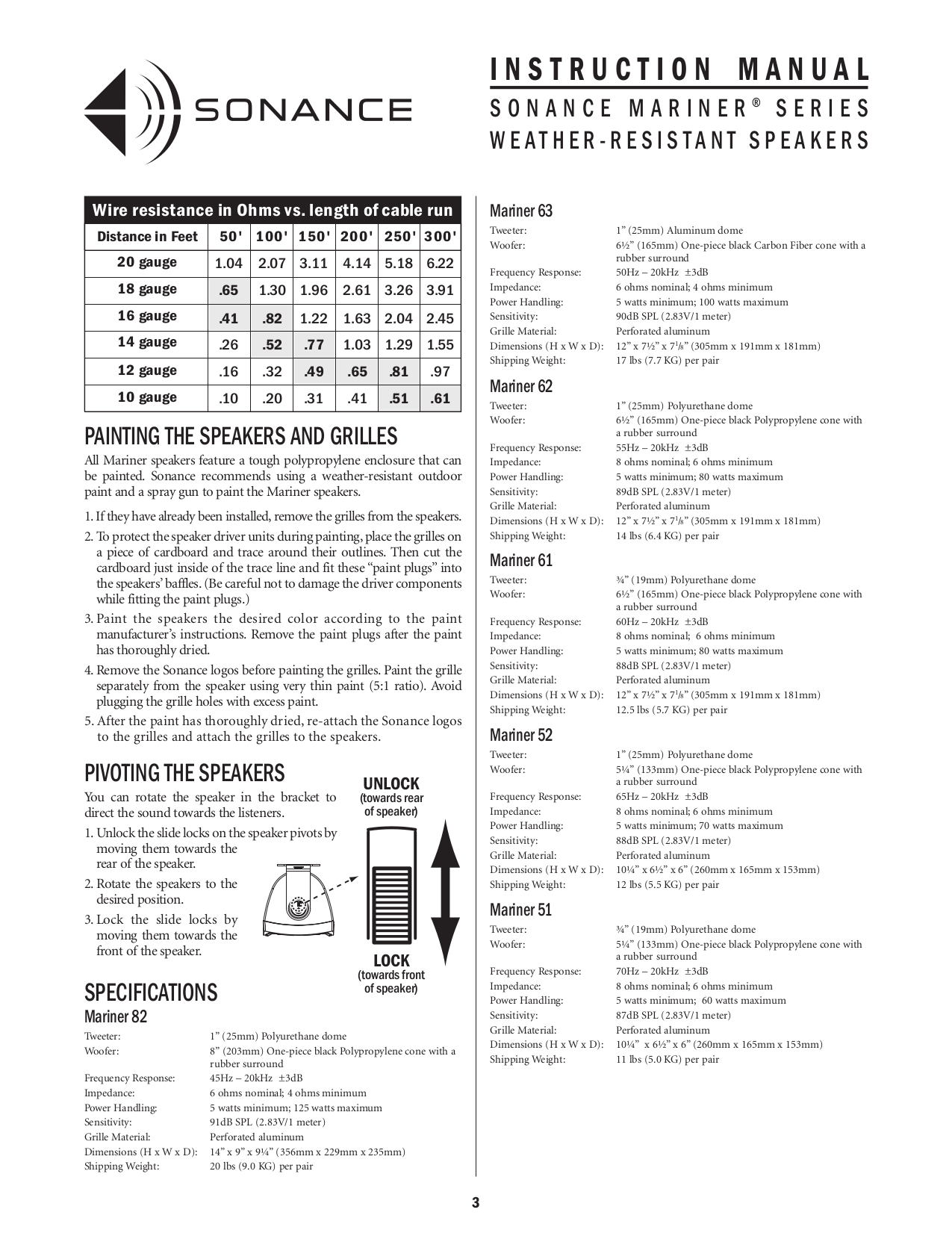 sonance mariner 51 manual