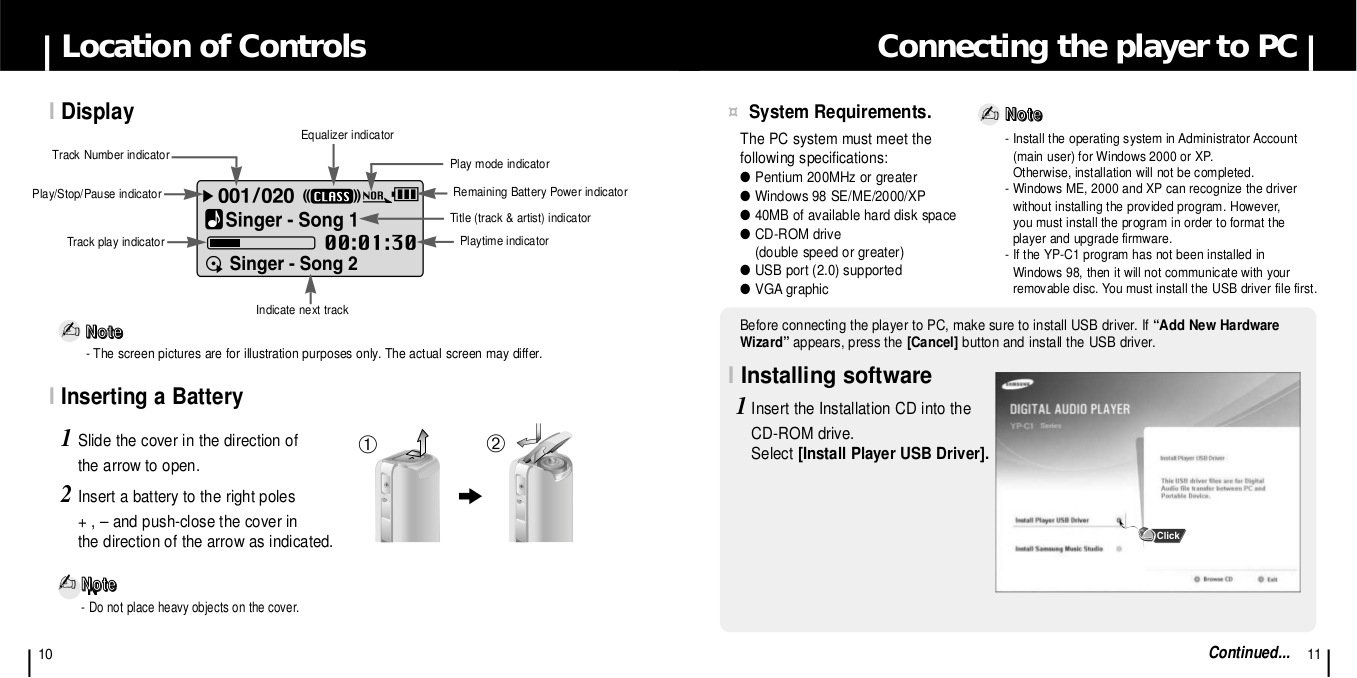 PDF manual for Samsung MP3 Player yePP YPC1