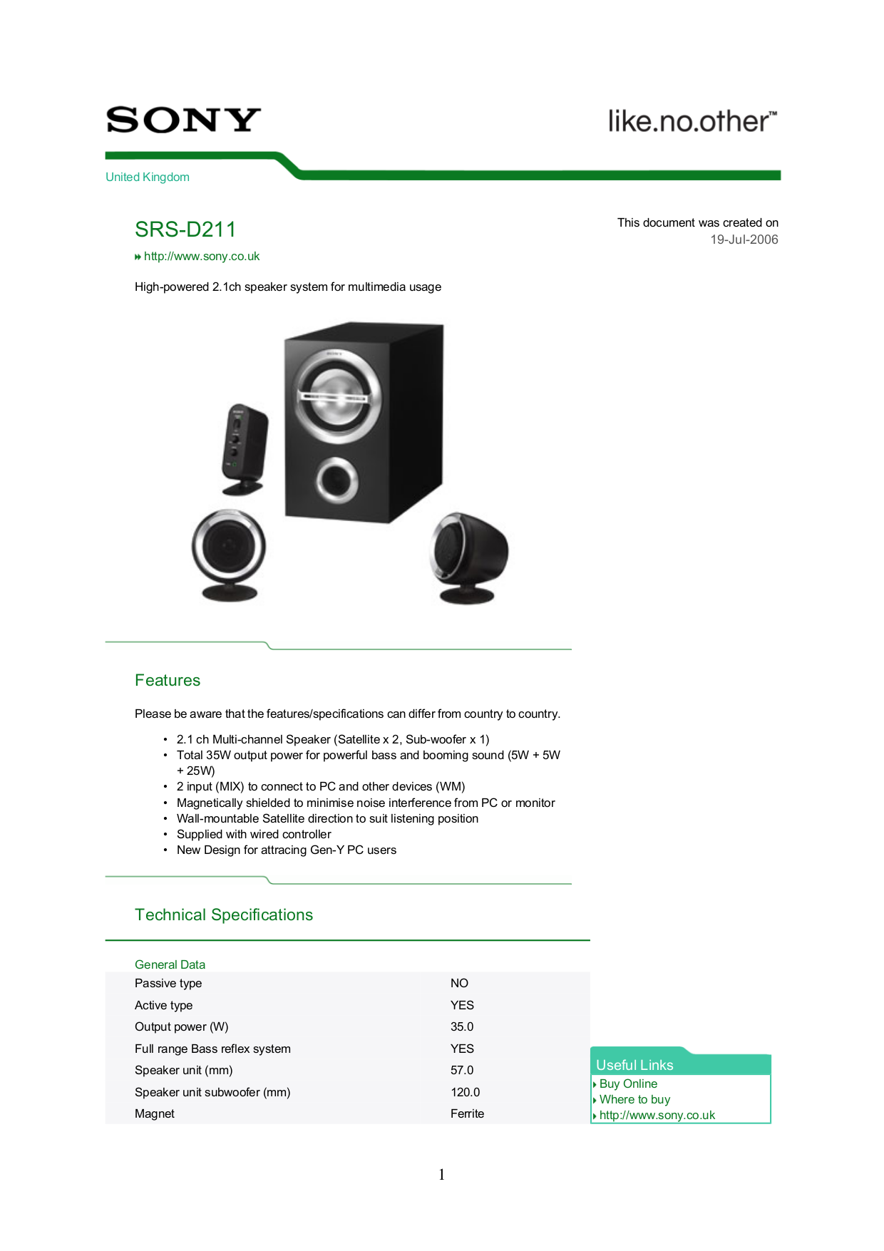 sony srs d211