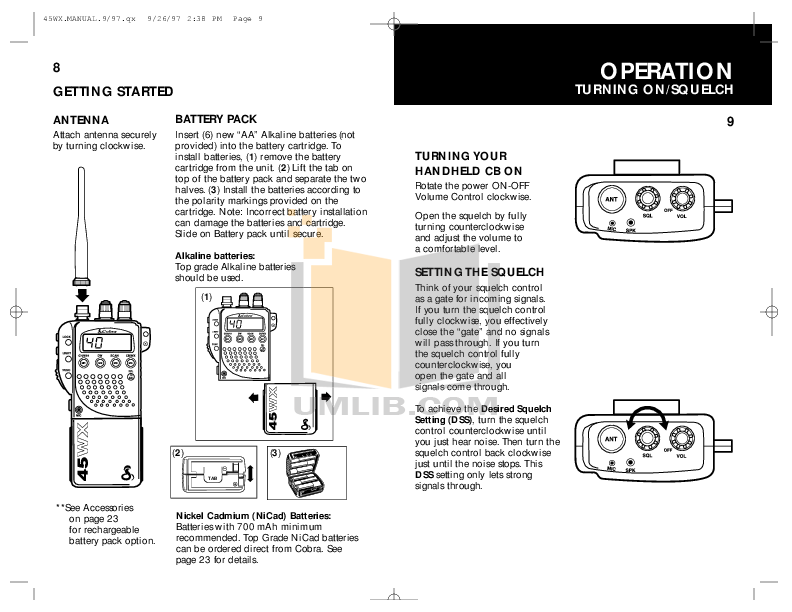 PDF manual for Cobra 2way Radio 45WX