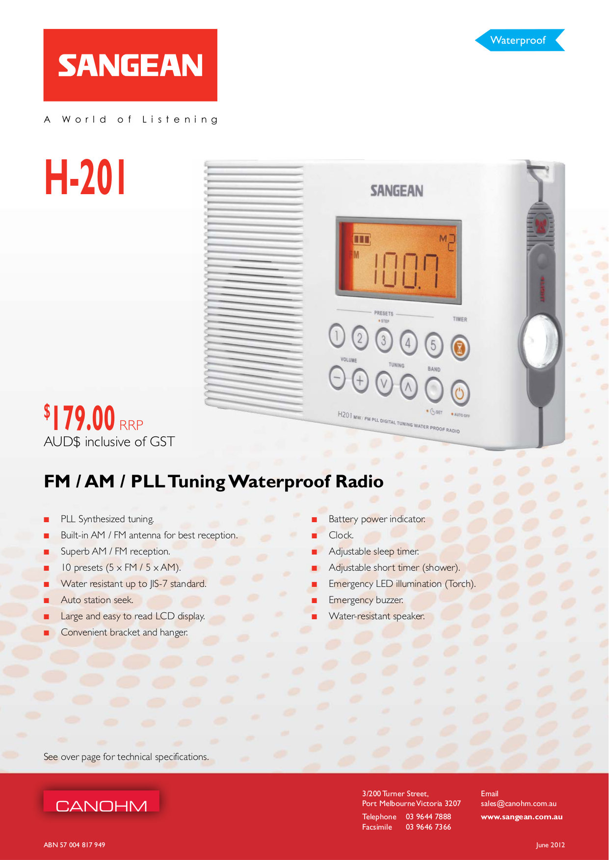 Download free pdf for Sangean H201 Radio manual