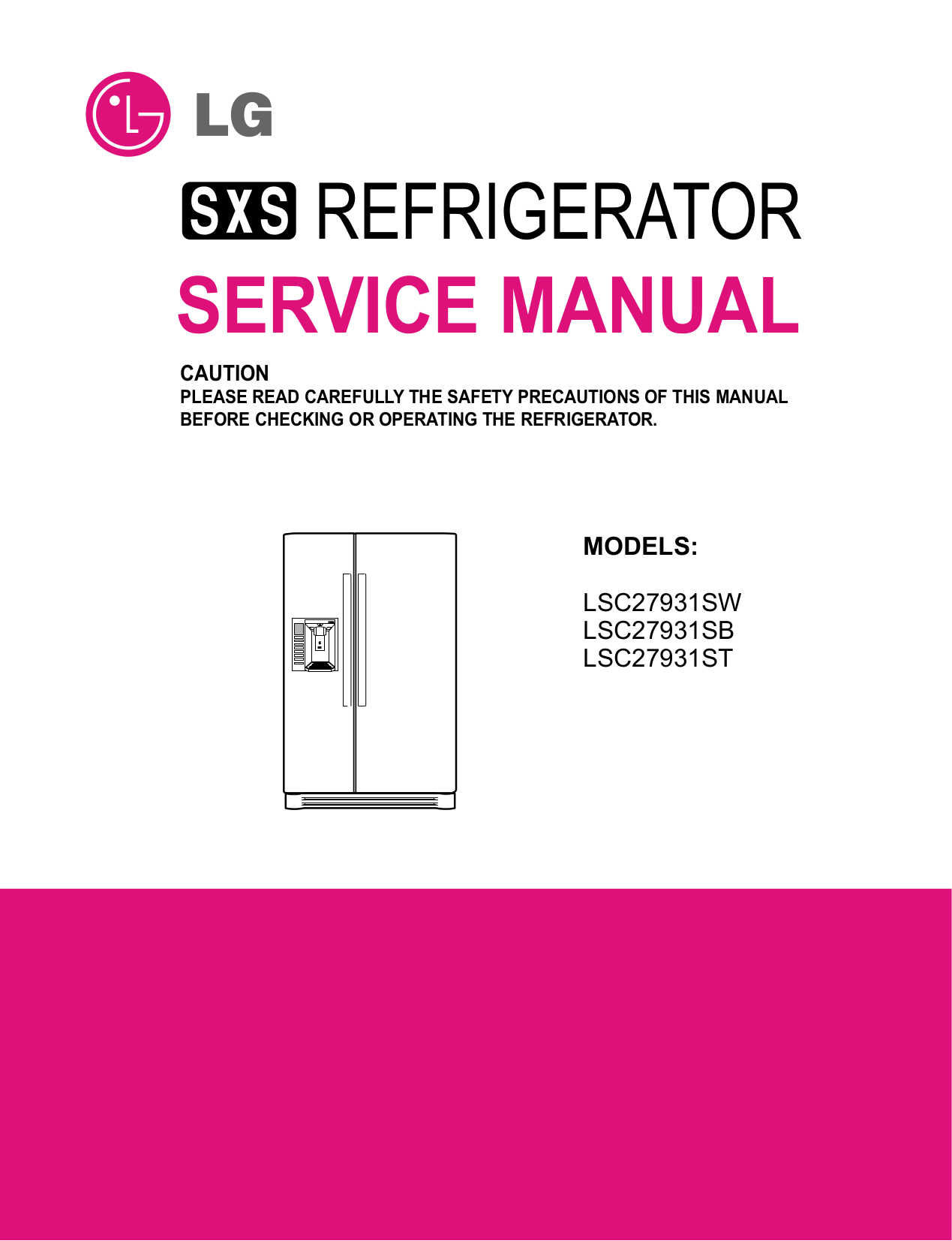 Download free pdf for LG LSC27931ST Refrigerator manual