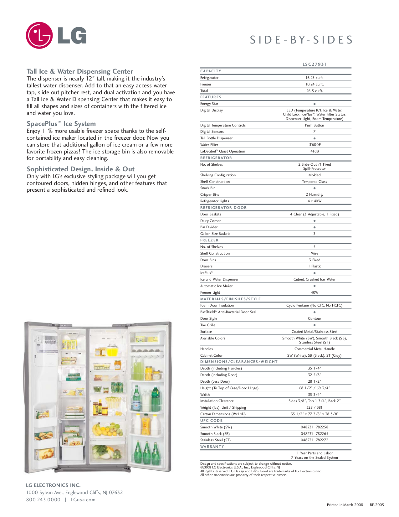 PDF manual for LG Refrigerator LSC27931ST