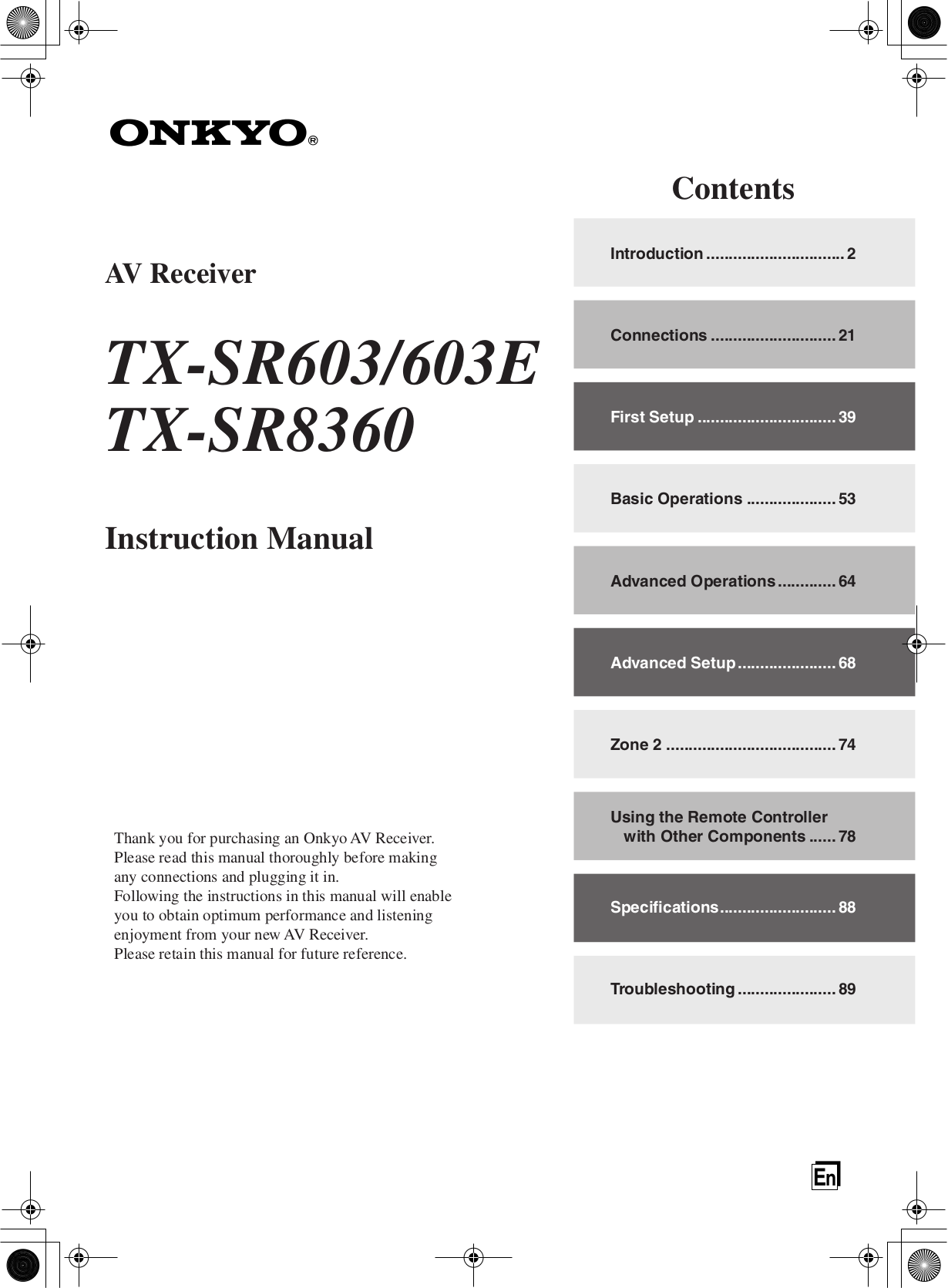 Download free pdf for Onkyo TX-88 Receiver manual