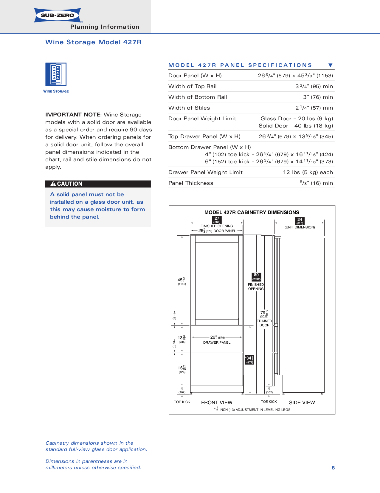 PDF manual for Wolf Refrigerator SubZero 427R
