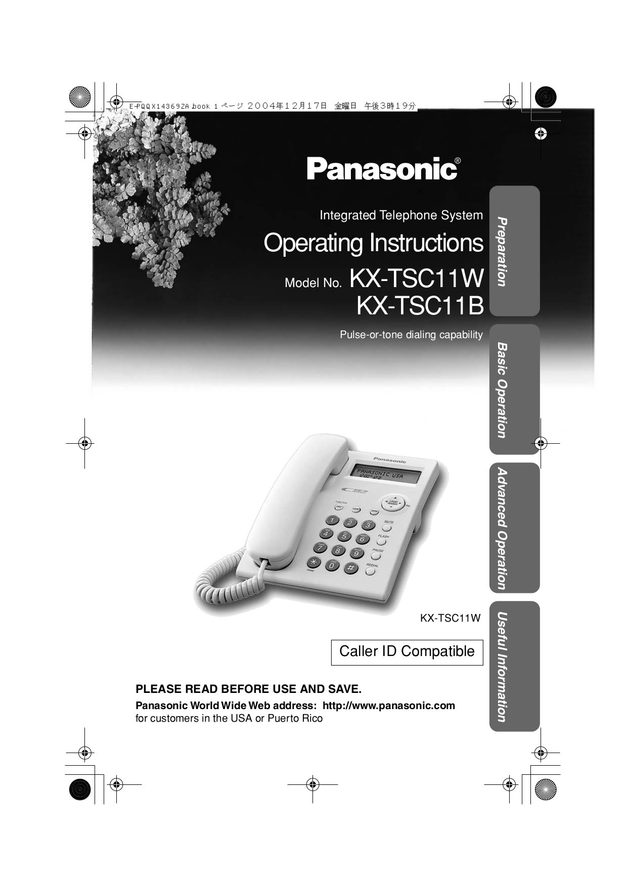 Download Free Pdf For Panasonic KX-TSC11B Telephone Manual