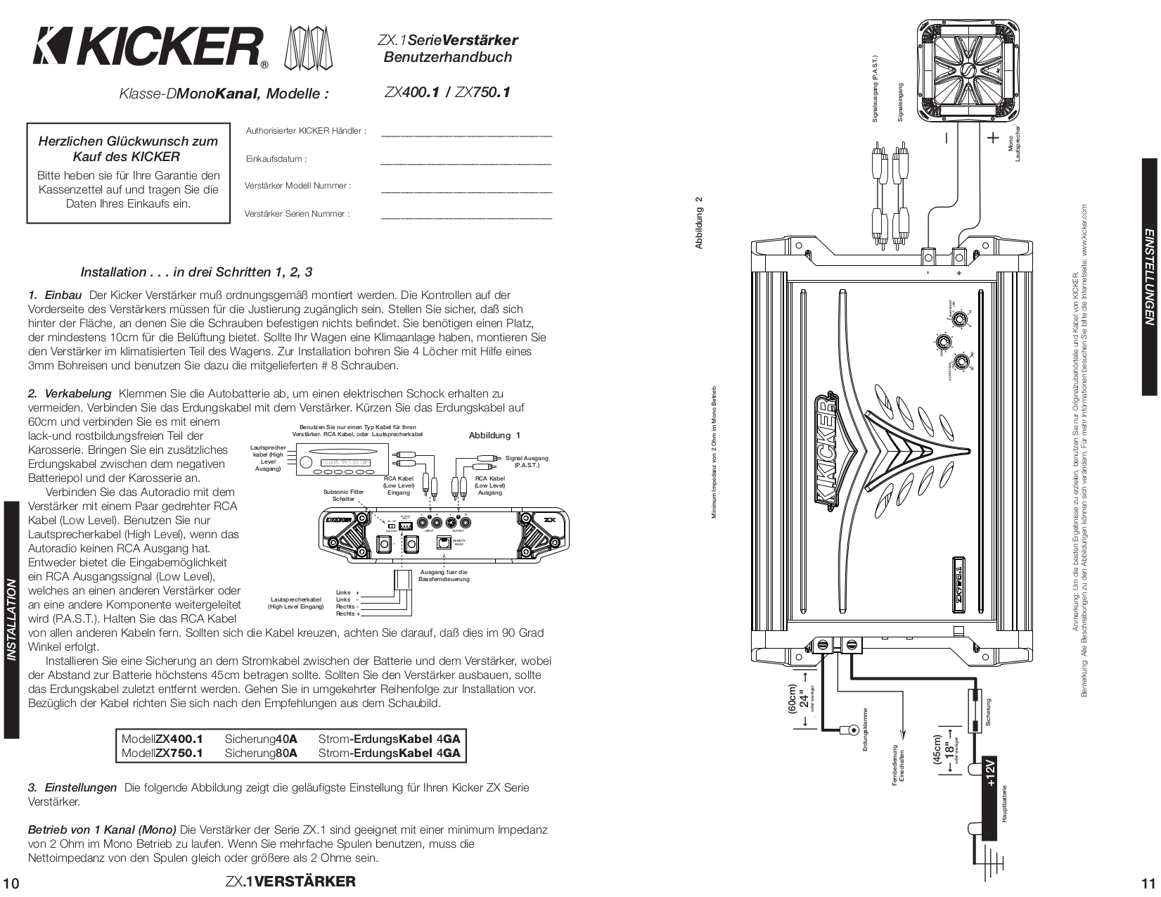 Download free pdf for Kicker ZX400.1 Car Amplifier manual