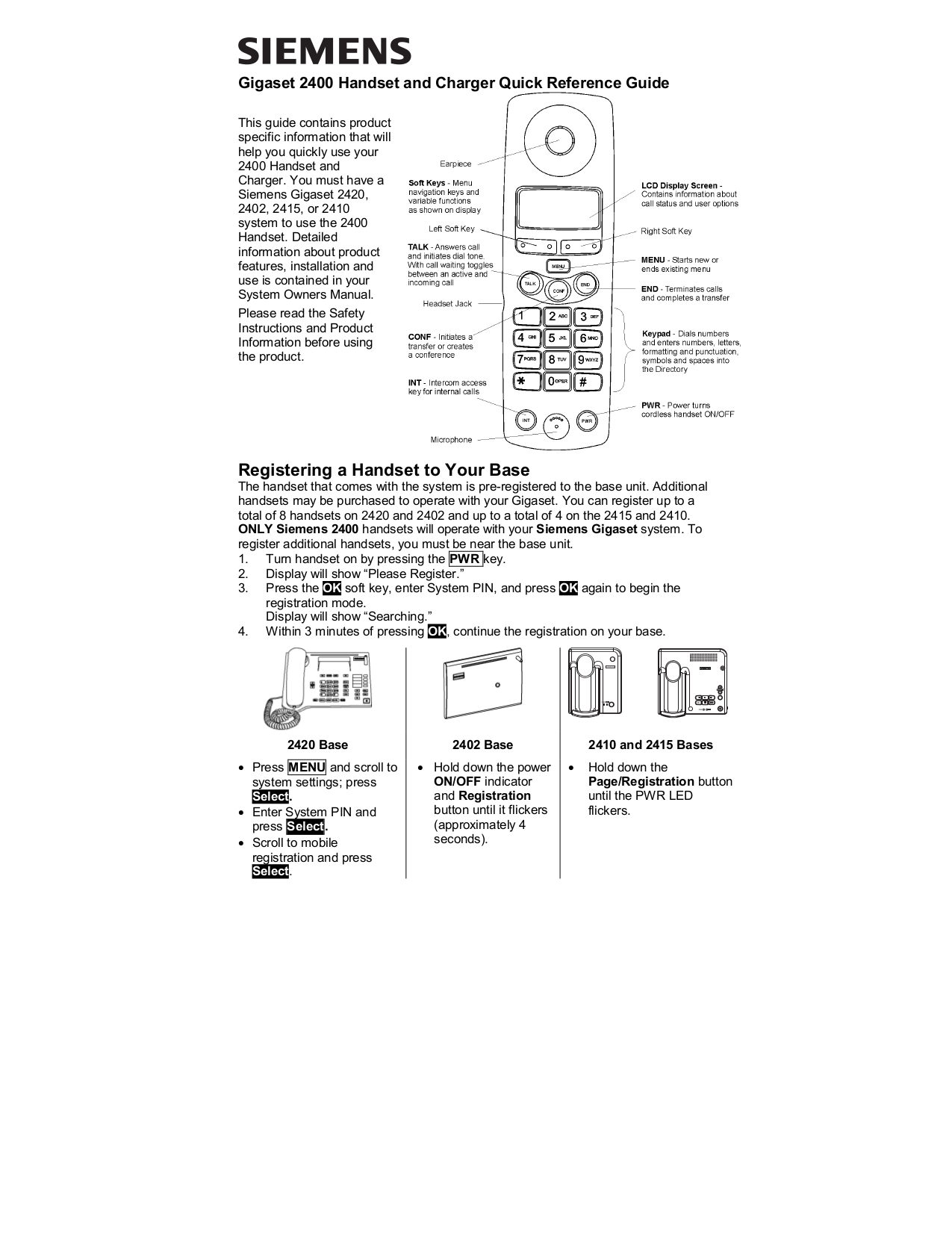 Download Free Pdf For Siemens Gigaset S450 Telephone Manual