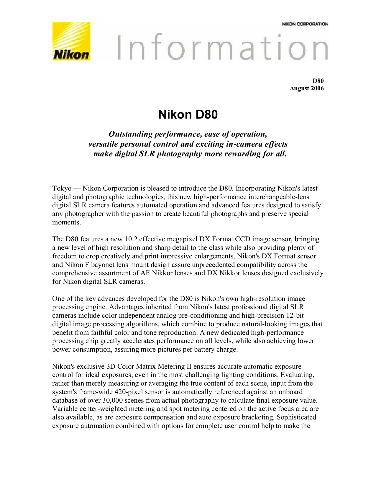 Download free pdf for Nikon D80 Digital Camera manual