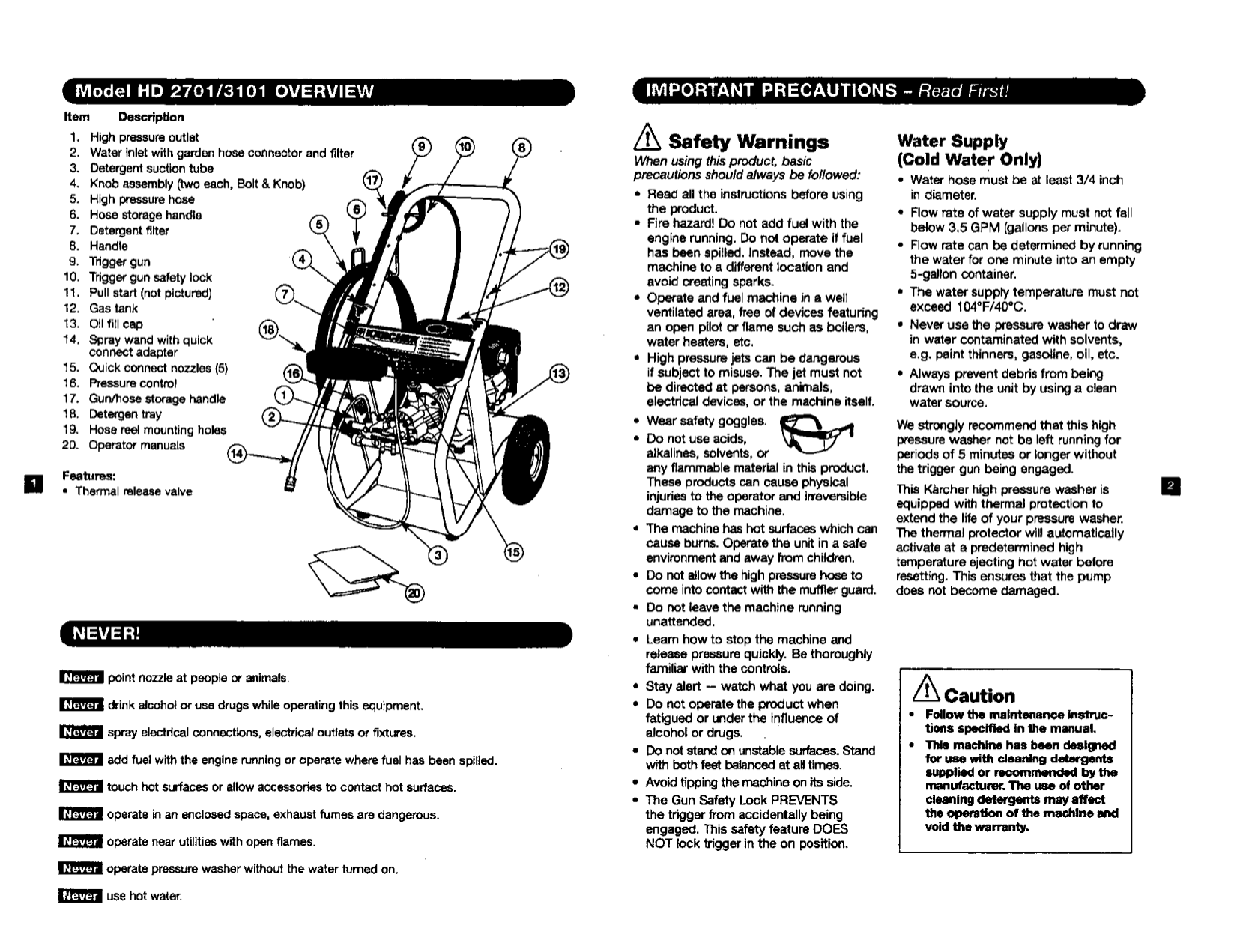PDF manual for Karcher Other HD 3101 Pressure Washers