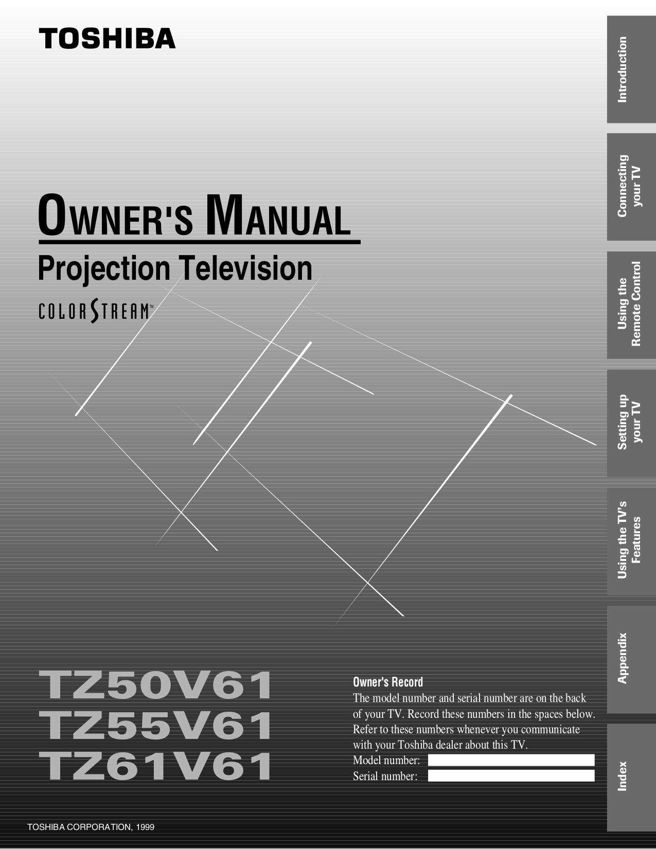 Download free pdf for Toshiba TZ50V61 TV manual