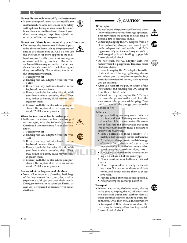 PDF manual for Casio Music Keyboard CTK-573