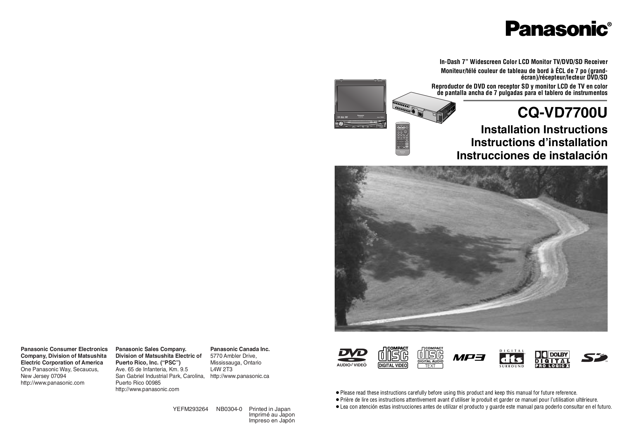 Download free pdf for Panasonic CQ-VD7700U Car Video manual