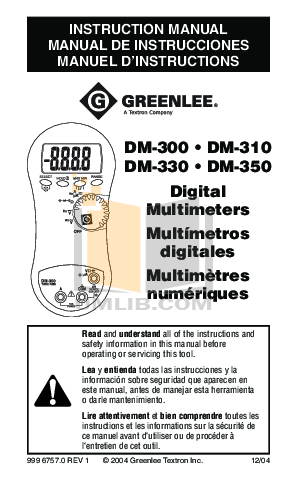 PDF manual for Greenlee Other DM-20 Digital Meters