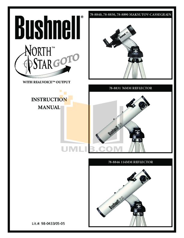 Download free pdf for Bushnell Northstar 78-8831 Telescope manual