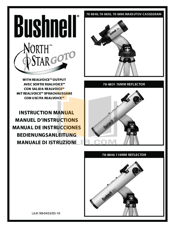 Download free pdf for Bushnell Northstar 788831 Telescope manual