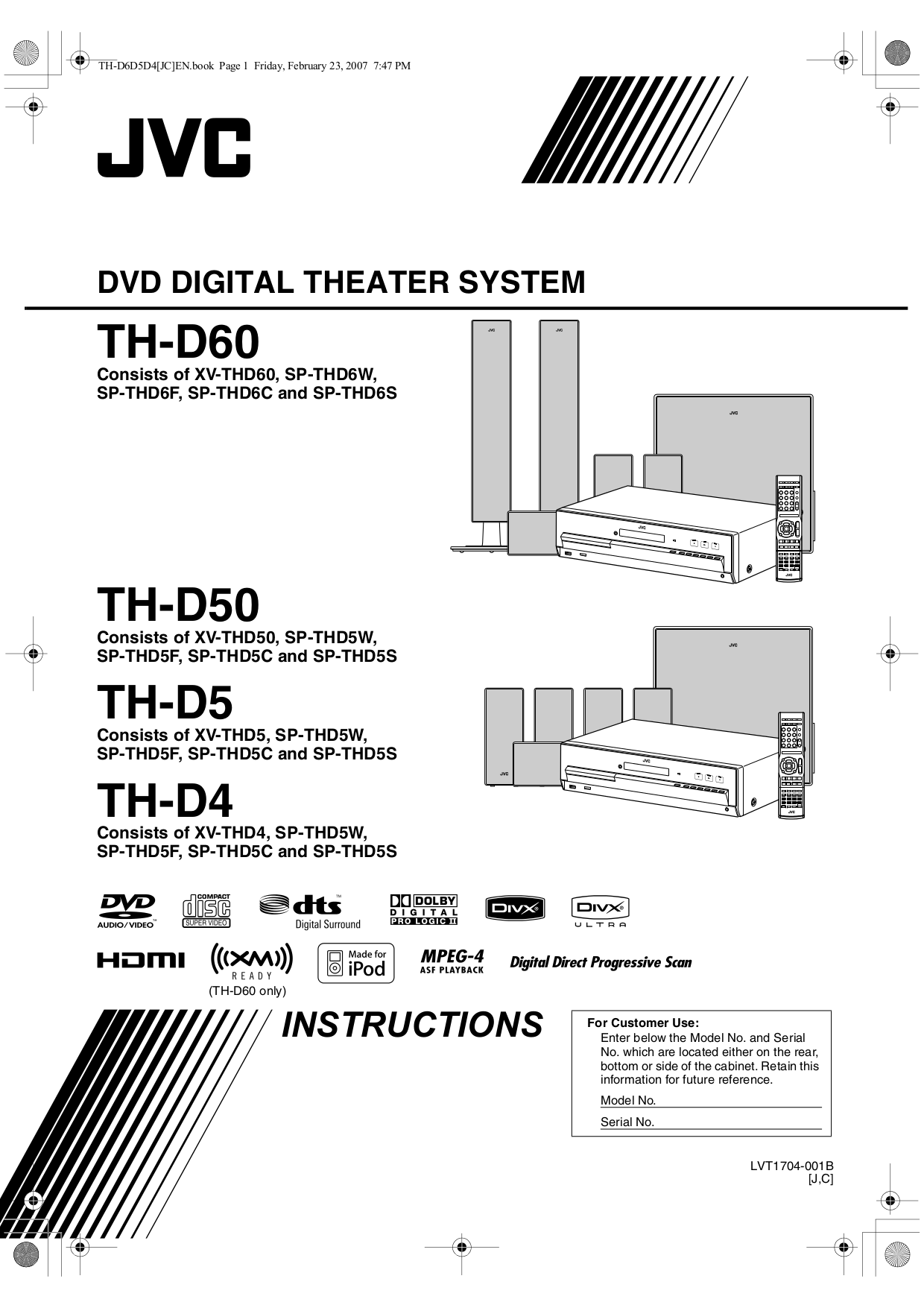 Download free pdf for JVC THD50 Home Theater manual