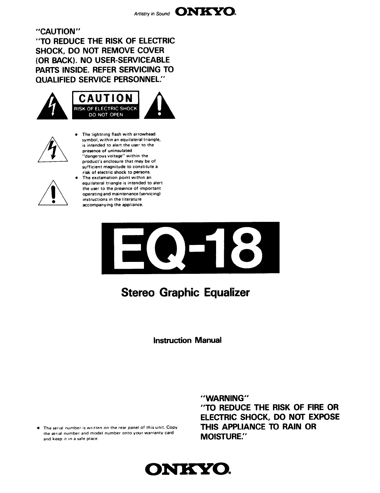 Download free pdf for Onkyo EQ-18 Stereo Graphic Equalizer Other manual