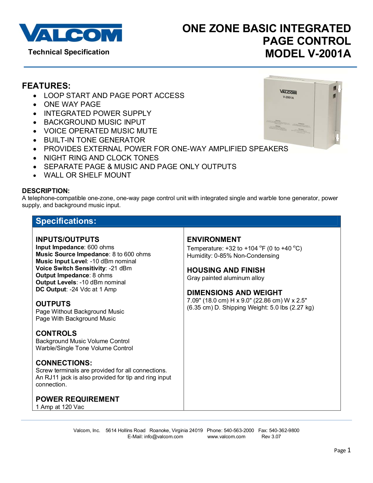 Download free pdf for V2001A Page Control Unit Other manual