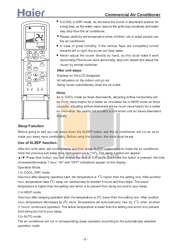 PDF manual for Haier Air Conditioner YRH71