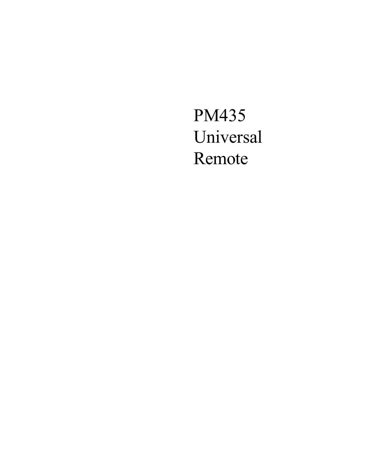 PDF manual for Philips Remote Control PM435