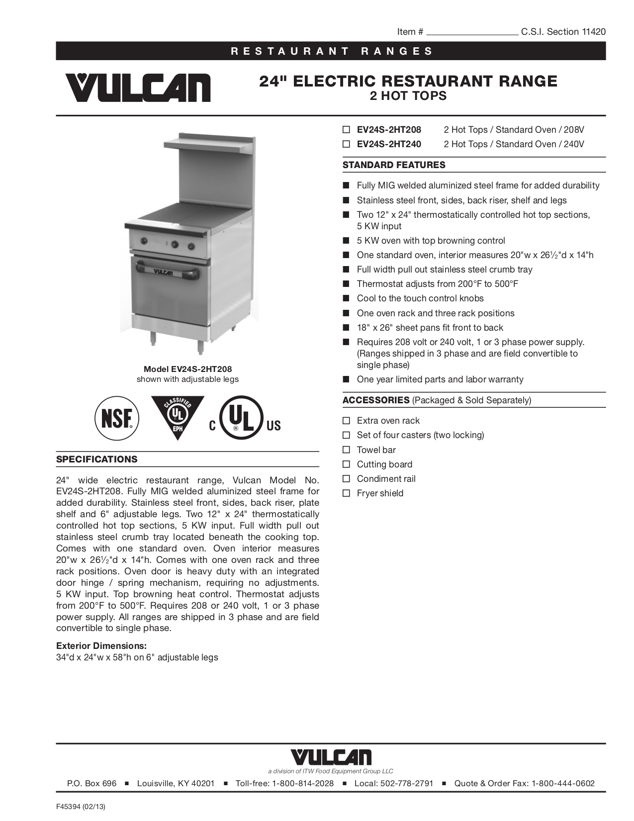 Download free pdf for Vulcan 24L Range manual