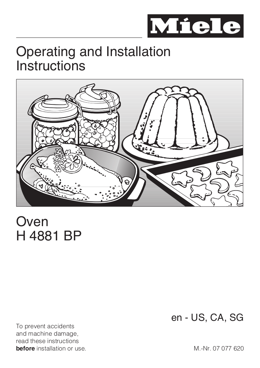 PDF manual for Miele Oven H4881BP