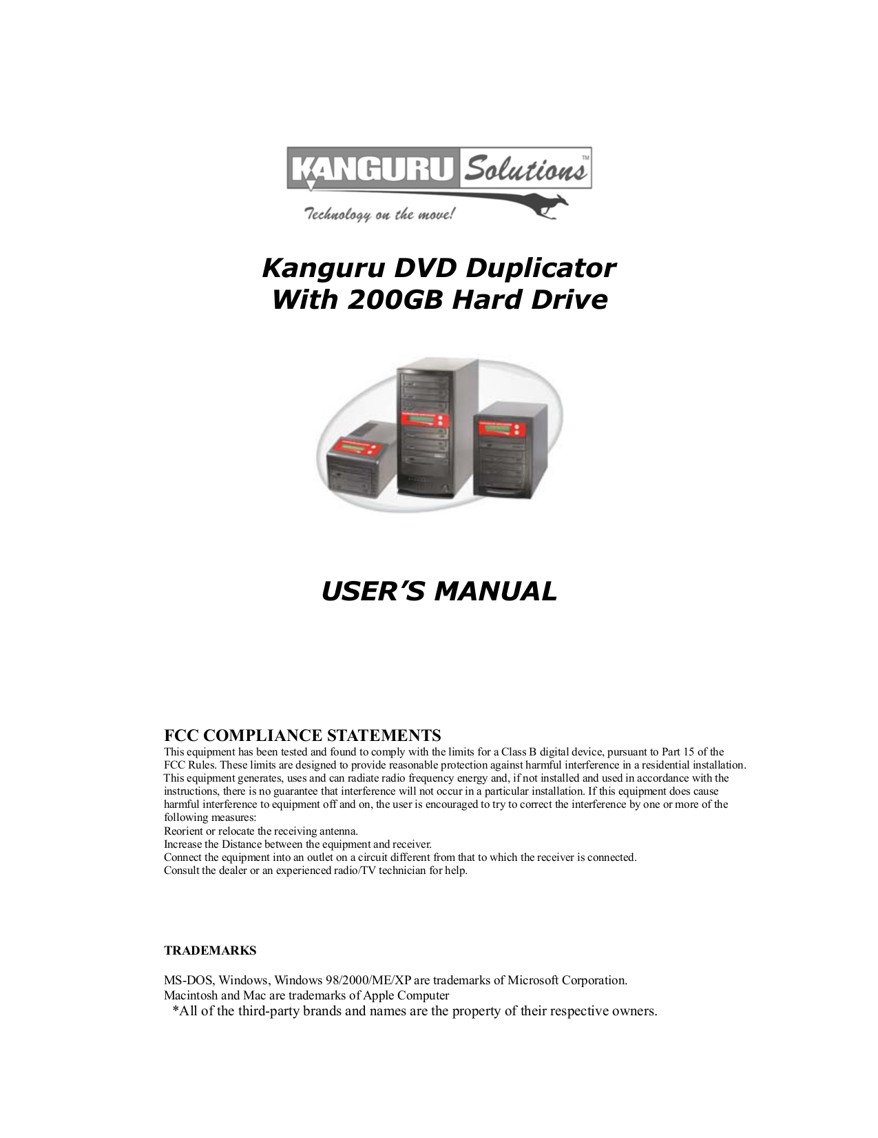 Download free pdf for Kanguru DVD Autoloader 200 DVD Players manual