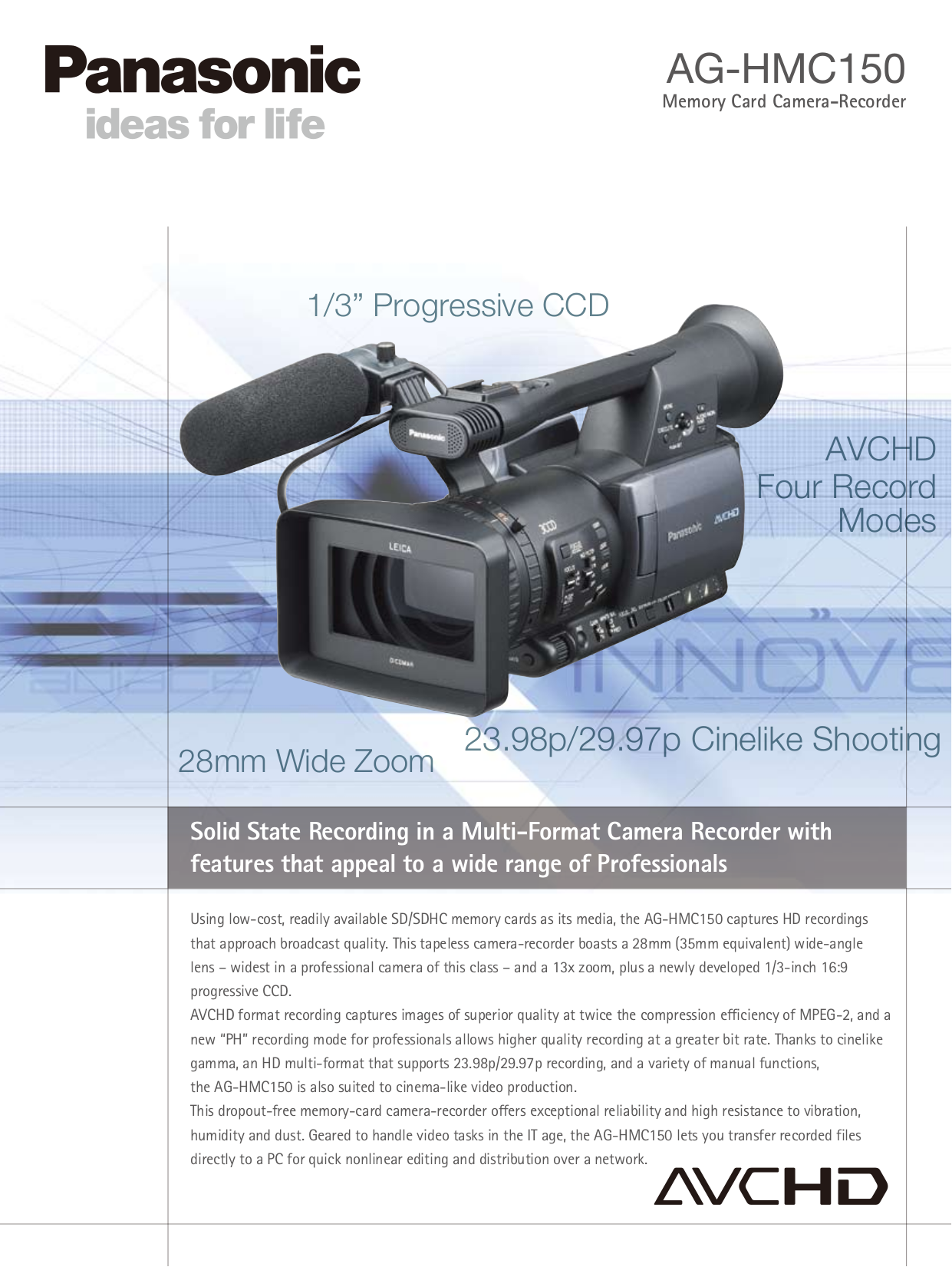 Download free pdf for Panasonic AGHMC150 Camcorders manual