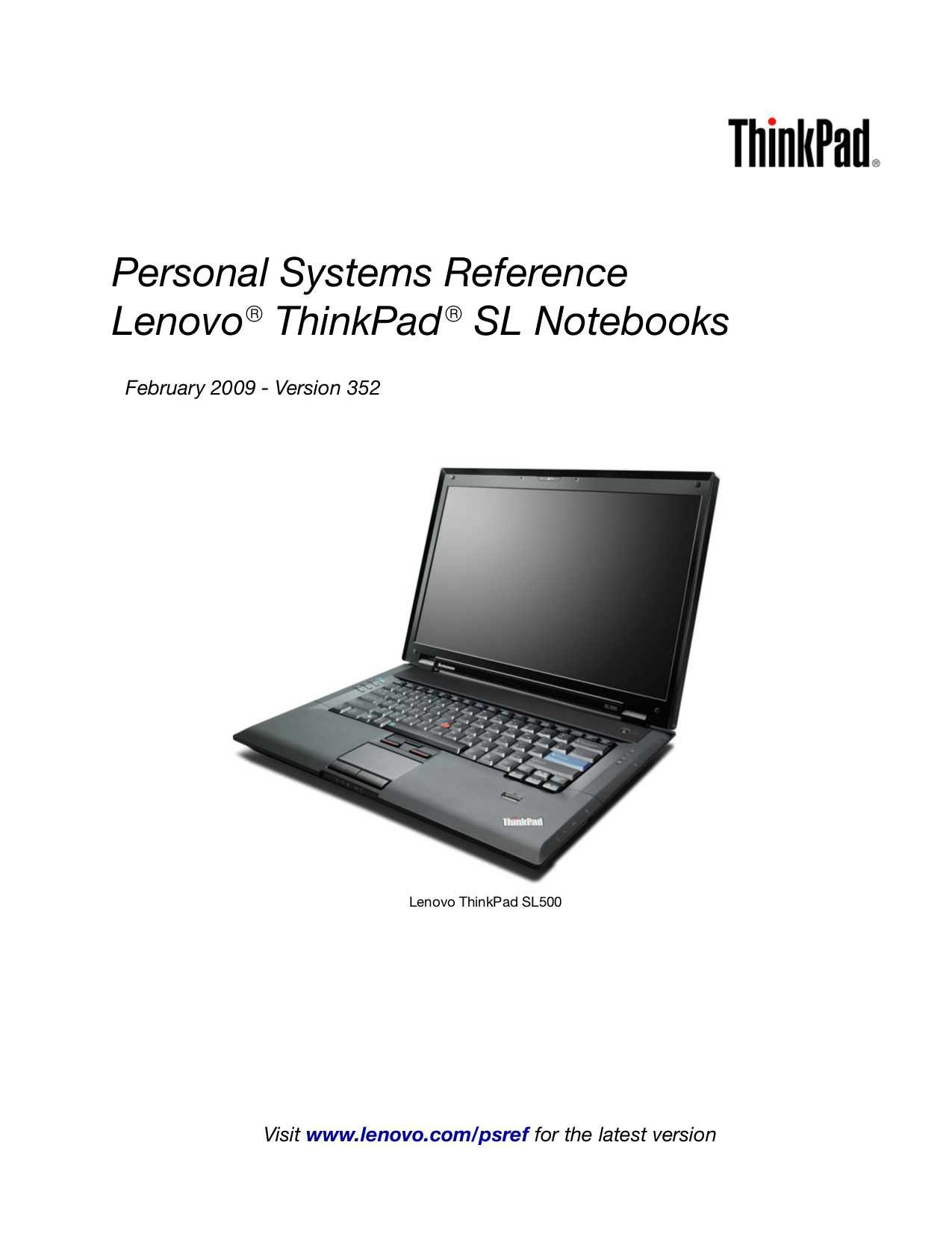 Download free pdf for Lenovo ThinkPad SL500 2746 Laptop manual