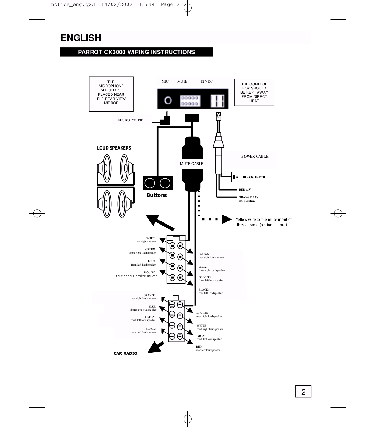 PDF manual for Parrot Other CK3000 handfree kit