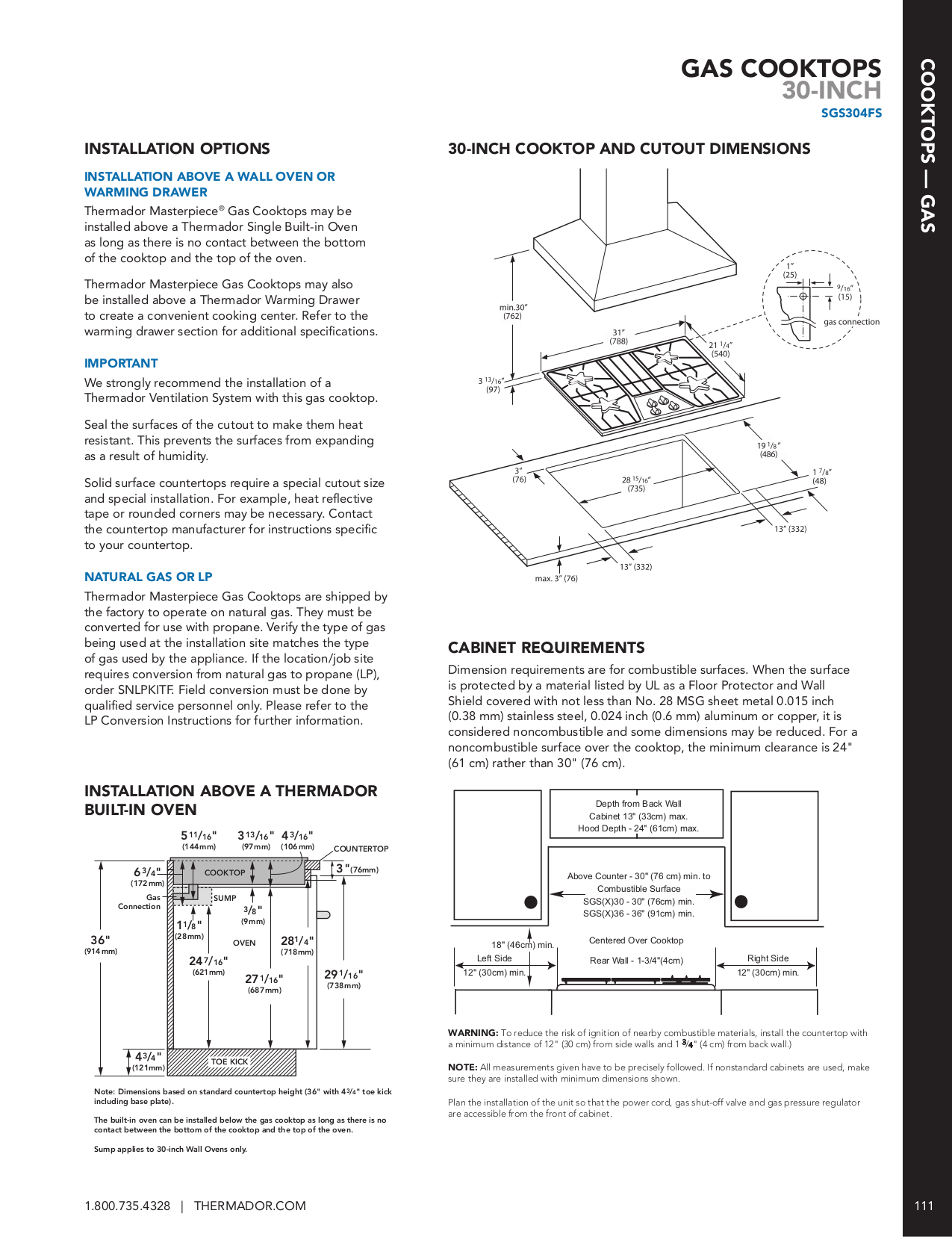 PDF manual for Thermador Range SGSX365FS