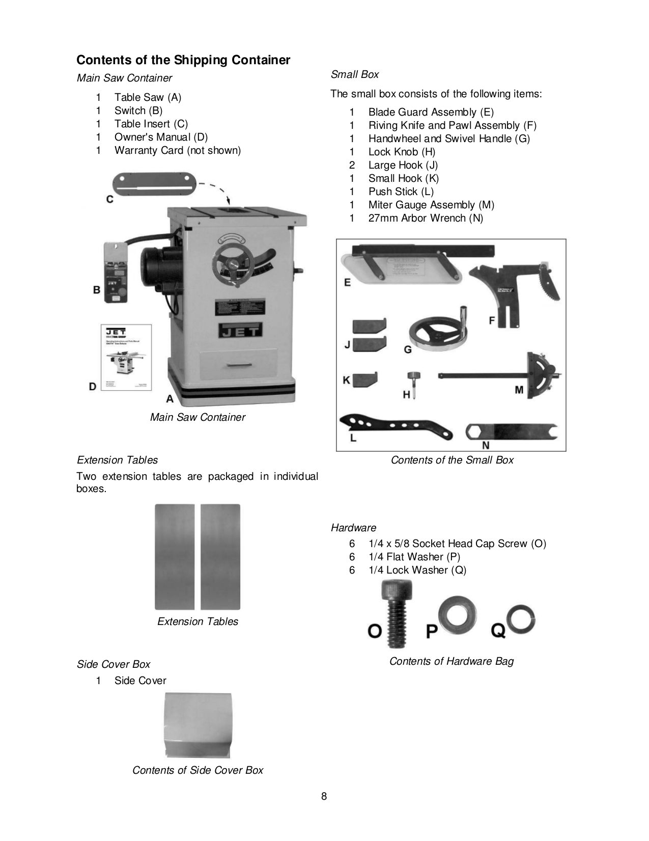 PDF manual for Jet Other Xacta JTAS10DX Table Saw