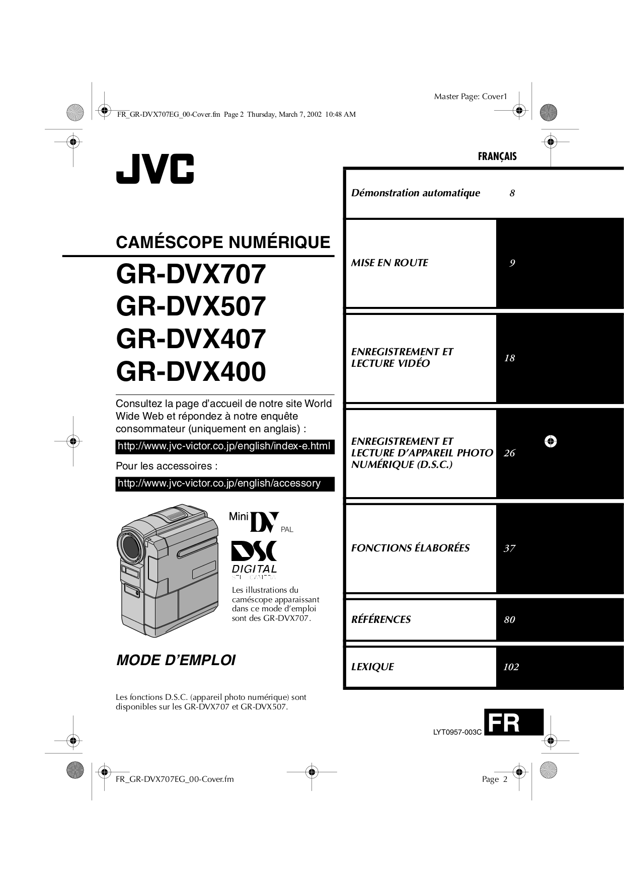 Download free pdf for JVC GR-DVX407EG Camcorders manual