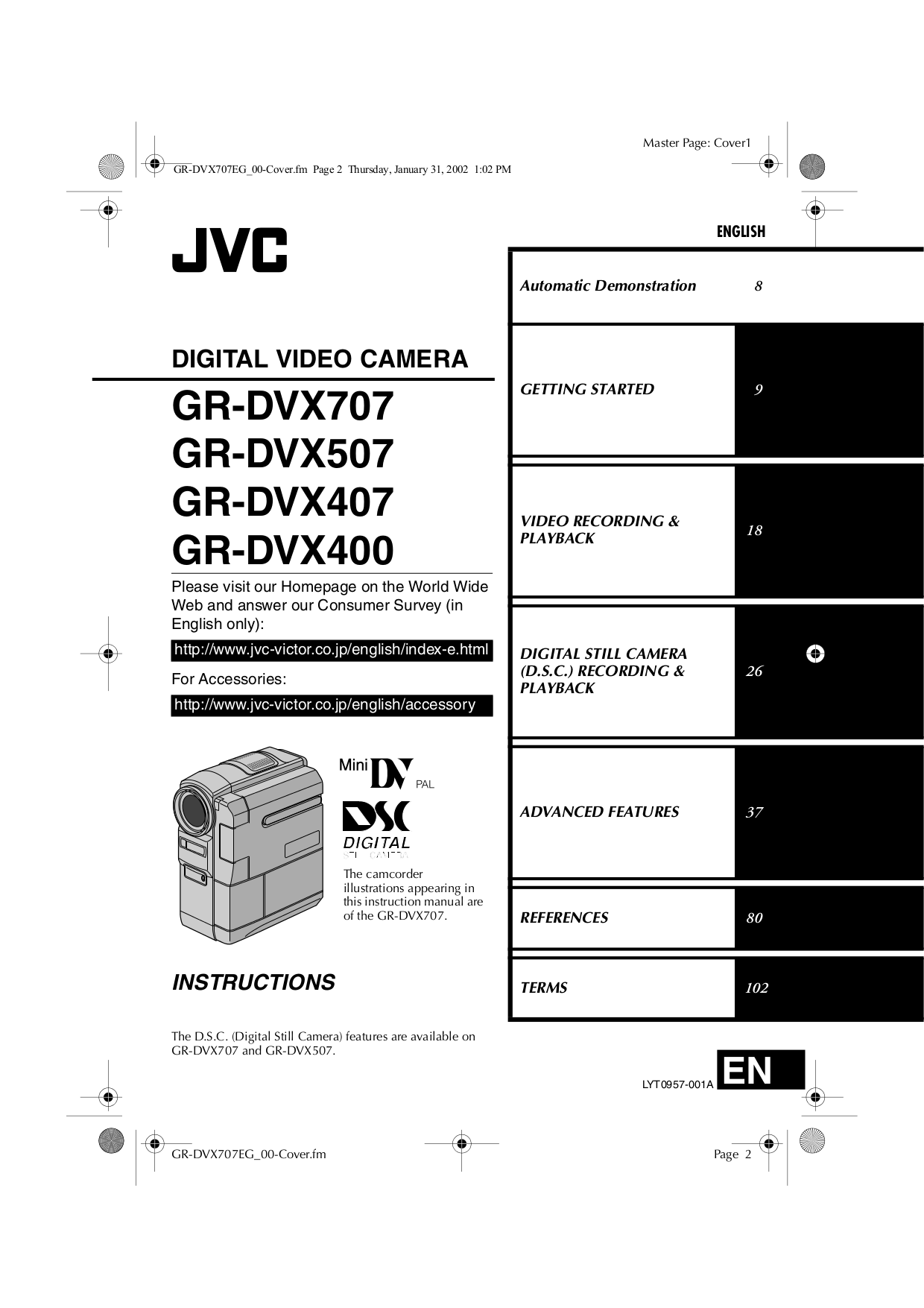 Download free pdf for JVC GRDVX407EG Camcorders manual