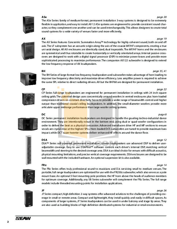 PDF manual for Eaw Speaker SB850ZR