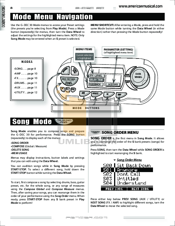 PDF manual for Fender Amp GDEC30
