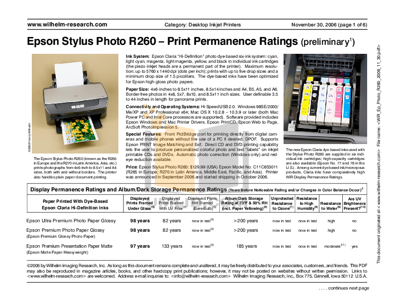 Установка принтера epson stylus photo r270