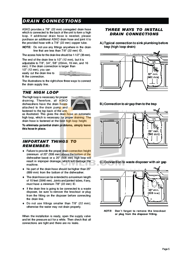 PDF manual for Asko Dishwasher D3120