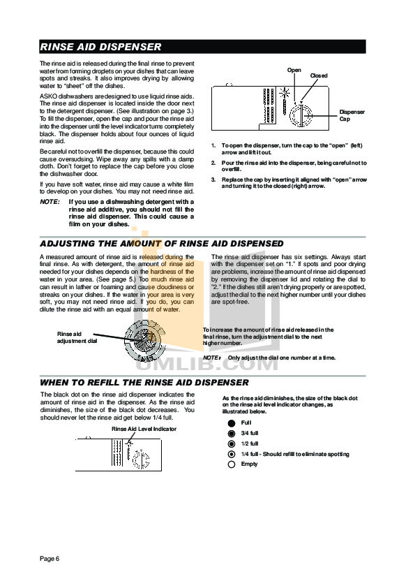 PDF manual for Asko Dishwasher D3120
