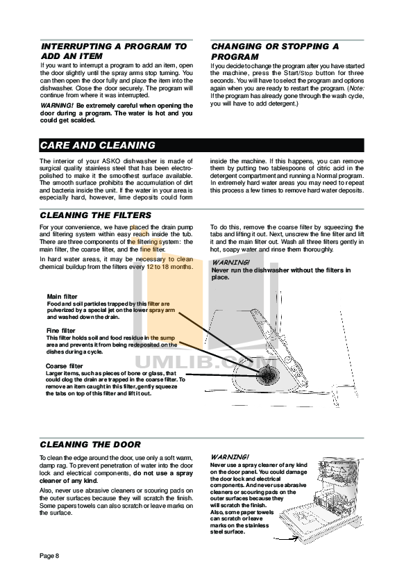 PDF manual for Asko Dishwasher D3120