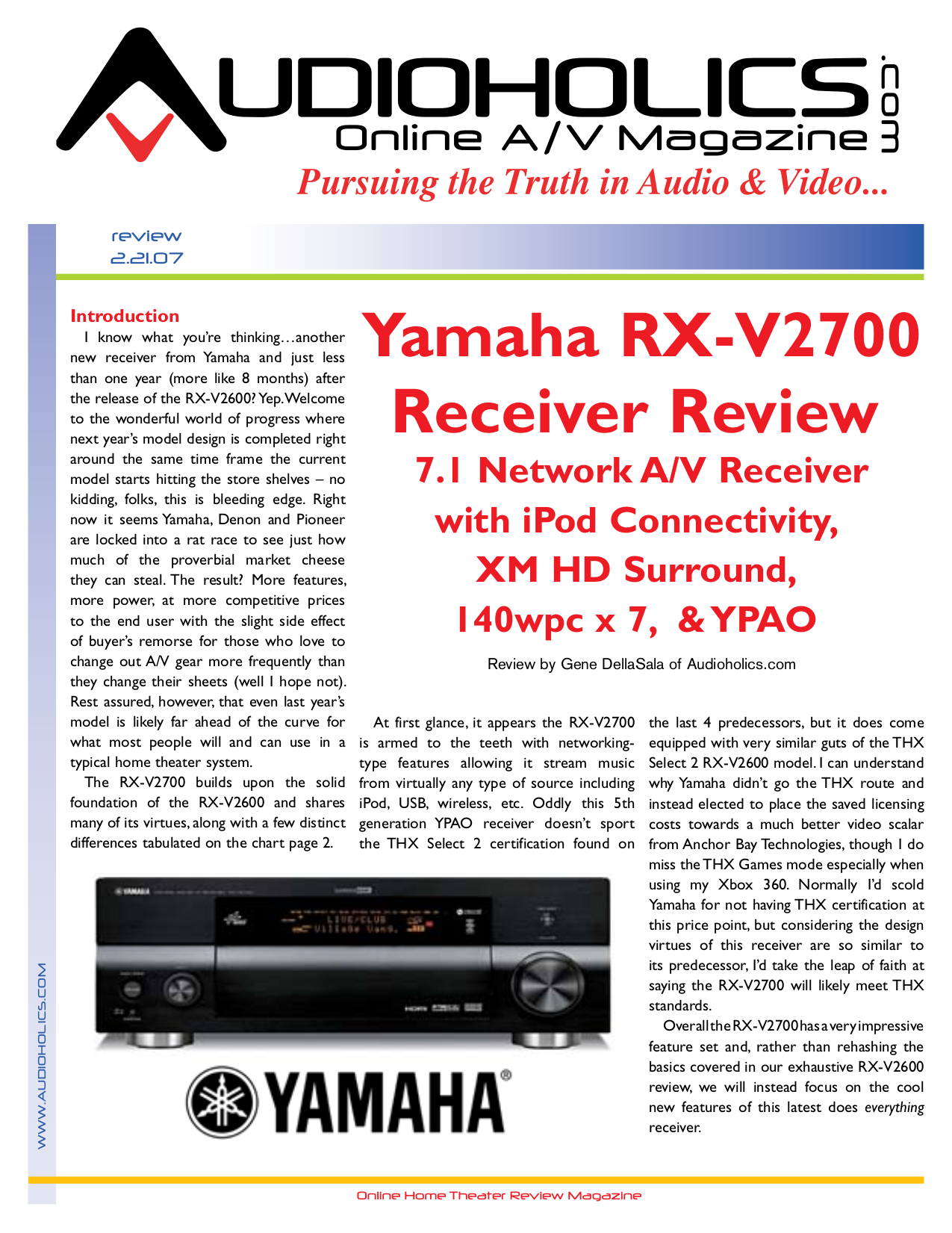 Download free pdf for Yamaha RX-V4600 Receiver manual